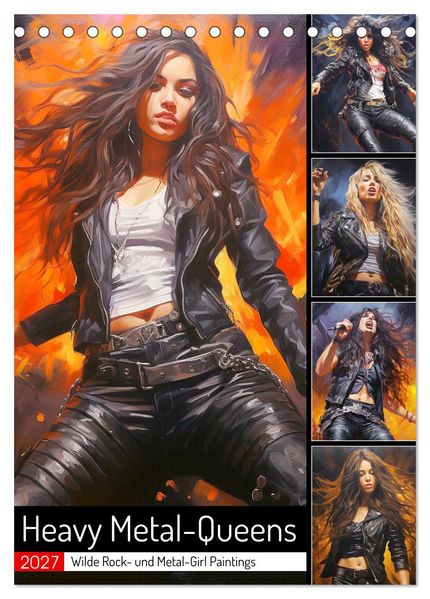 Heavy Metal-Queens. Wilde Rock- und Metal-Girl Paintings (Tischkalender 2027 DIN A5 hoch) CALVENDO Monatskalender