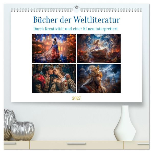 Bücher der Weltliteratur (hochwertiger Premium Wandkalender 2027 DIN A2 quer) Kunstdruck in Hochglanz
