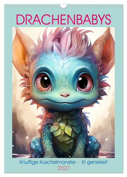Drachenbabys (Wandkalender 2027 DIN A3 hoch) CALVENDO Monatskalender