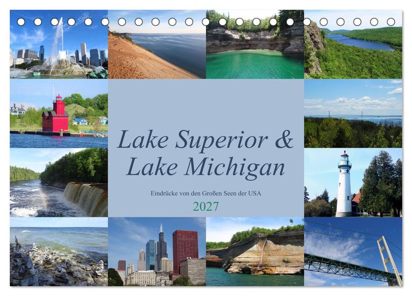 Lake Superior & Lake Michigan (Tischkalender 2027 DIN A5 quer) CALVENDO Monatskalender
