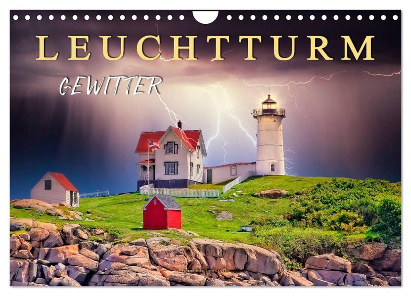 Leuchtturm Gewitter (Wandkalender 2027 DIN A4 quer) CALVENDO Monatskalender