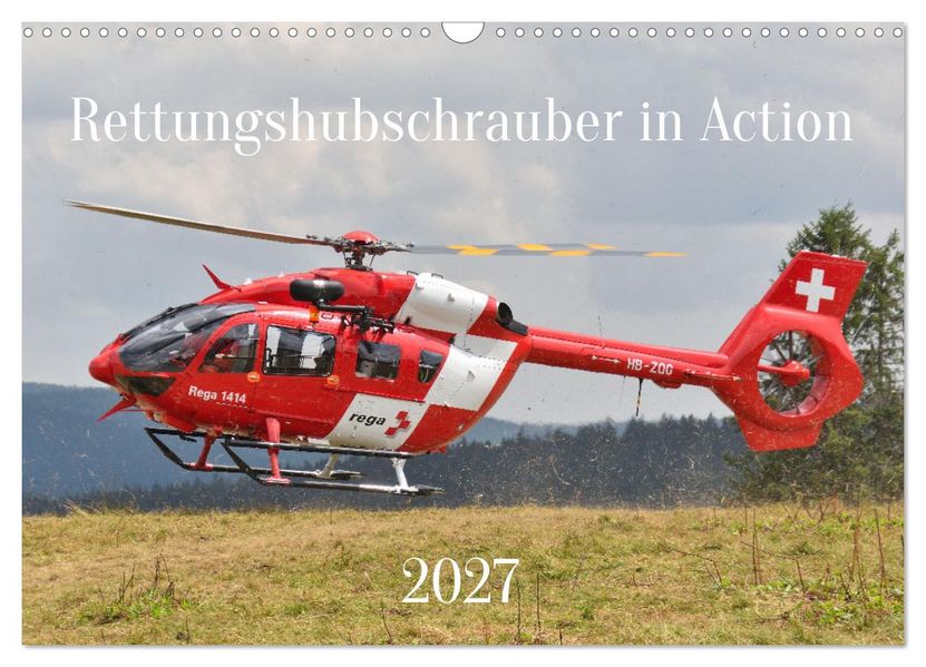 Rettungshubschrauber in Action (Wandkalender 2027 DIN A3 quer) CALVENDO Monatskalender