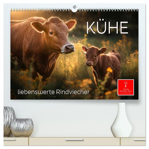 Kühe - liebenswerte Rindviecher (hochwertiger Premium Wandkalender 2027 DIN A2 quer) Kunstdruck in Hochglanz