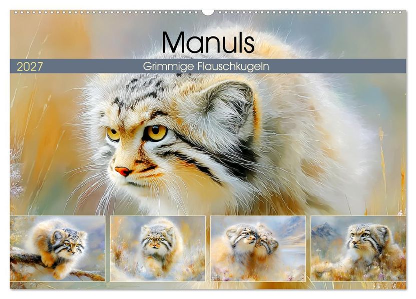 Manuls. Grimmige Flauschkugeln (Wandkalender 2027 DIN A2 quer) CALVENDO Monatskalender
