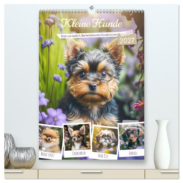 Kleine Hunde. Süß und niedlich. Die beliebtesten Hunderassen (hochwertiger Premium Wandkalender 2027 DIN A2 hoch) Kunstdruck in Hochglanz