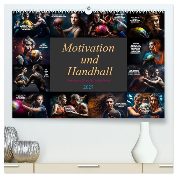 Motivation und Handball (hochwertiger Premium Wandkalender 2027 DIN A2 quer) Kunstdruck in Hochglanz