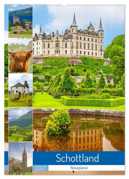 Schottland - Reiseplaner (Wandkalender 2027 DIN A2 hoch) CALVENDO Monatskalender