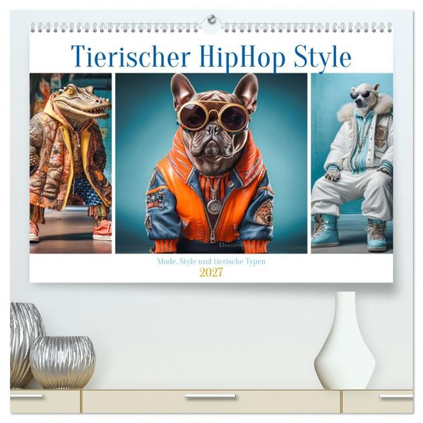 Tierischer HipHop Style (hochwertiger Premium Wandkalender 2027 DIN A2 quer) Kunstdruck in Hochglanz