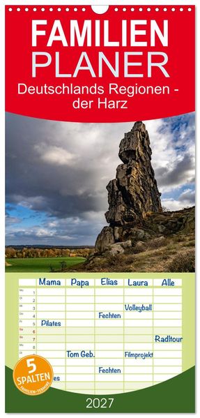 Familienplaner 2027 - Deutschlands Regionen - der Harz mit 5 Spalten (Wandkalender 21 x 45 cm) CALVENDO