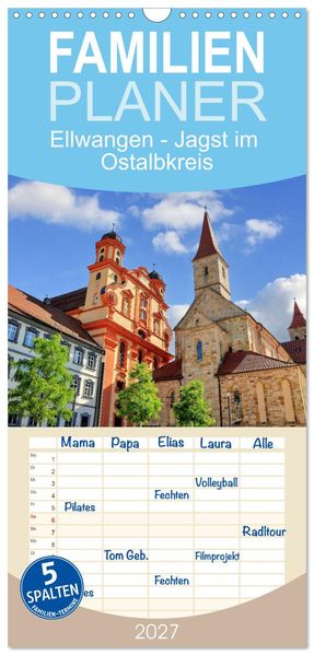 Familienplaner 2027 - Ellwangen - Jagst im Ostalbkreis mit 5 Spalten (Wandkalender 21 x 45 cm) CALVENDO