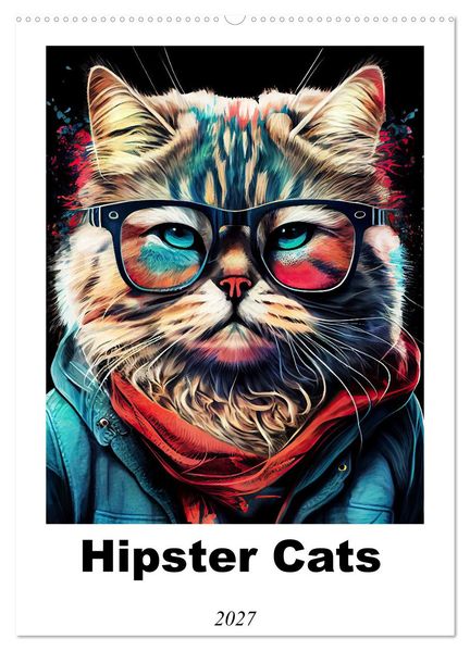 Hipster Cats (Wall Calendar 2027 DIN A2 portrait) CALVENDO 12 Month Wall Calendar