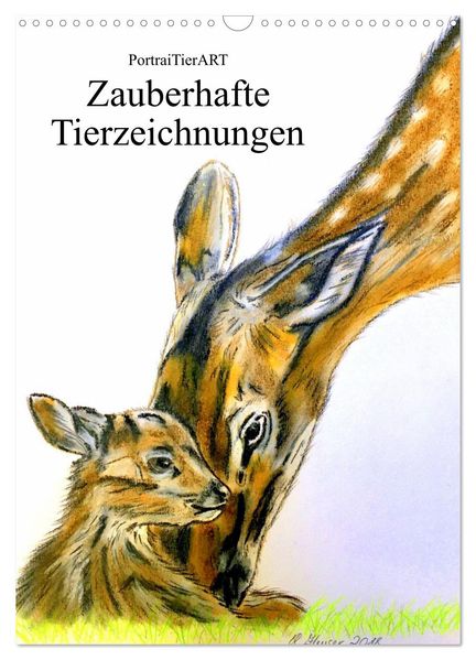 PortraiTierART Zauberhafte Tierzeichnungen (Wandkalender 2027 DIN A3 hoch) CALVENDO Monatskalender
