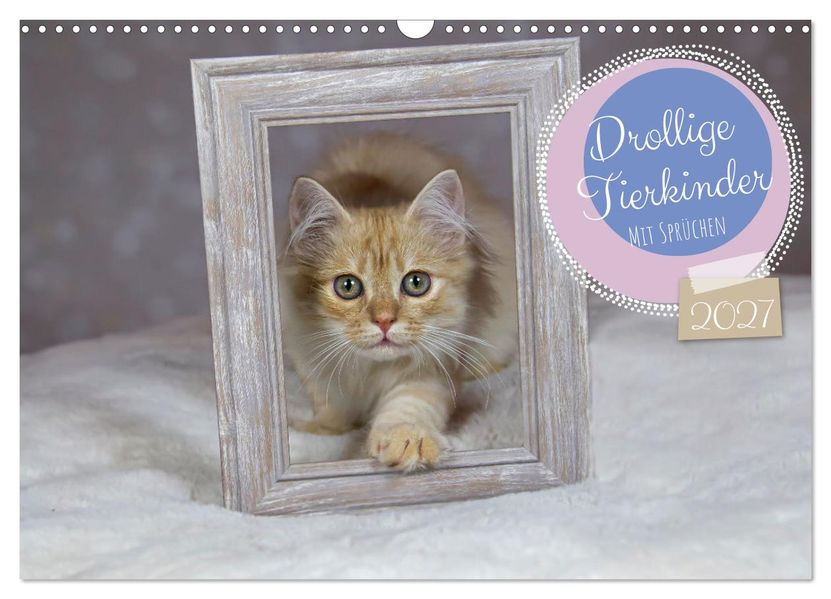 Drollige Tierkinder Mit Sprüchen (Wandkalender 2027 DIN A3 quer) CALVENDO Monatskalender