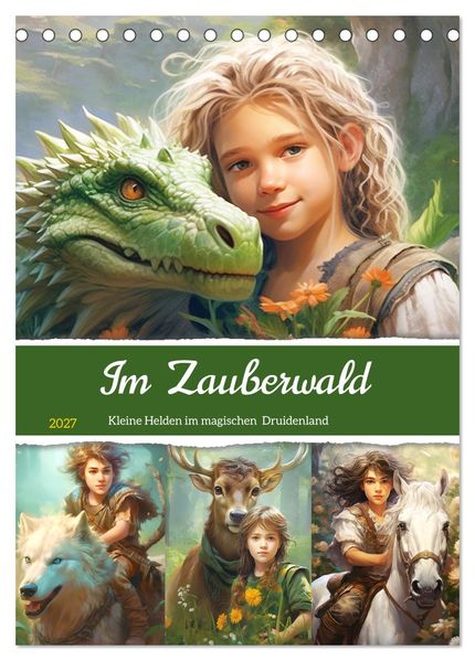 Im Zauberwald. Kleine Helden im magischen Druidenland (Tischkalender 2027 DIN A5 hoch) CALVENDO Monatskalender