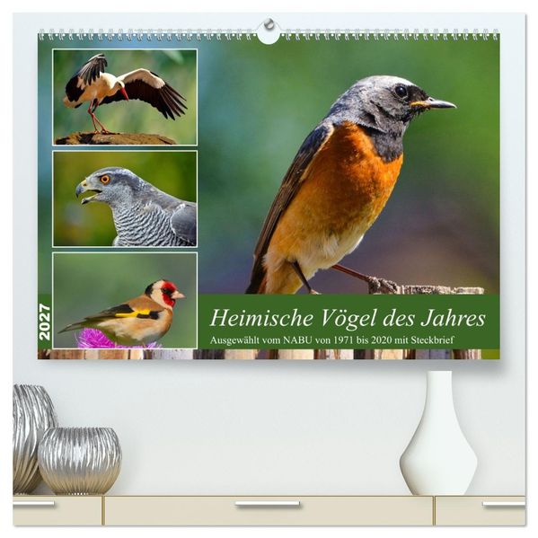 Heimische Vögel des Jahres (hochwertiger Premium Wandkalender 2027 DIN A2 quer) Kunstdruck in Hochglanz