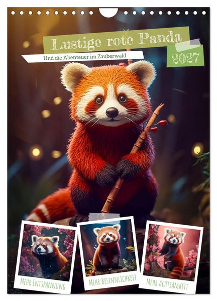 Lustige rote Panda (Wandkalender 2027 DIN A4 hoch) CALVENDO Monatskalender