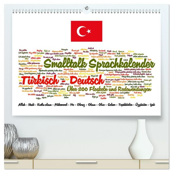 Smalltalk Sprachkalender Türkisch-Deutsch (hochwertiger Premium Wandkalender 2027 DIN A2 quer) Kunstdruck in Hochglanz