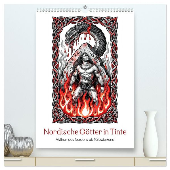 Nordische Götter in Tinte (hochwertiger Premium Wandkalender 2027 DIN A2 hoch) Kunstdruck in Hochglanz