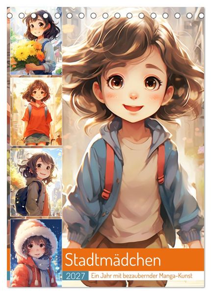 Stadtmädchen. Ein Jahr mit bezaubernder Manga-Kunst (Tischkalender 2027 DIN A5 hoch) CALVENDO Monatskalender