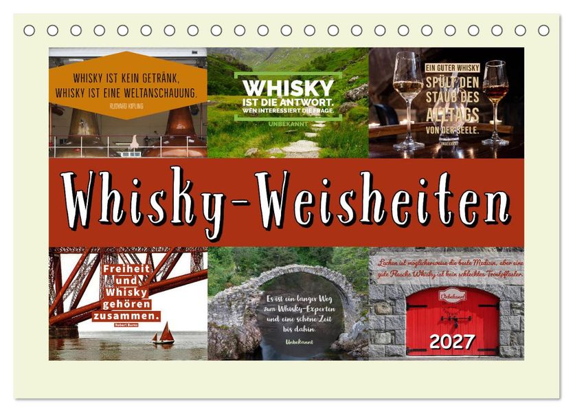 Whisky-Weisheiten (Tischkalender 2027 DIN A5 quer) CALVENDO Monatskalender