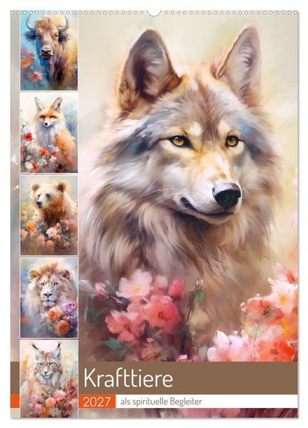 Krafttiere als spirituelle Begleiter (Wandkalender 2027 DIN A2 hoch) CALVENDO Monatskalender