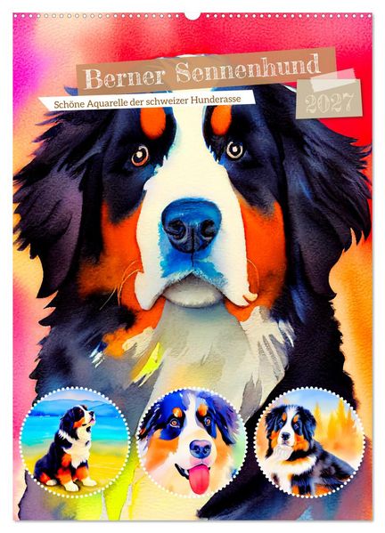 Berner Sennenhund 2027. Schöne Aquarelle der schweizer Hunderasse (Wandkalender 2027 DIN A2 hoch) CALVENDO Monatskalender