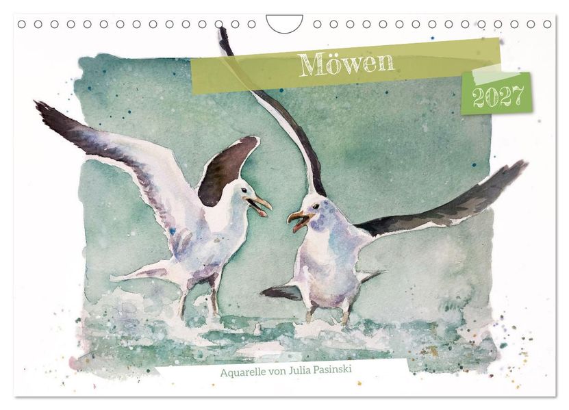 Möwen - Aquarelle von Julia Pasinski (Wandkalender 2027 DIN A4 quer) CALVENDO Monatskalender
