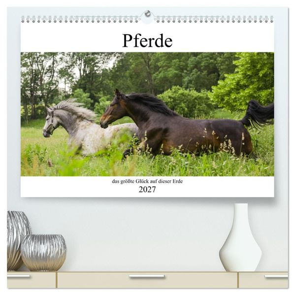 Pferde das größte Glück auf dieser Erde (hochwertiger Premium Wandkalender 2027 DIN A2 quer) Kunstdruck in Hochglanz