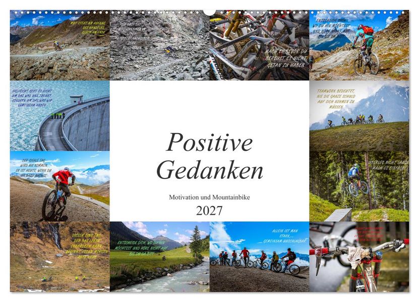 Positive Gedanken - Motivation und Mountainbike (Wandkalender 2027 DIN A2 quer) CALVENDO Monatskalender