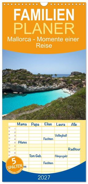 Familienplaner 2027 - Mallorca - Momente einer Reise mit 5 Spalten (Wandkalender 21 x 45 cm) CALVENDO
