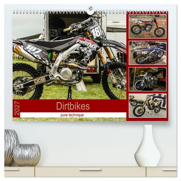 Dirtbikes - pure technique (hochwertiger Premium Wandkalender 2027 DIN A2 quer) Kunstdruck in Hochglanz