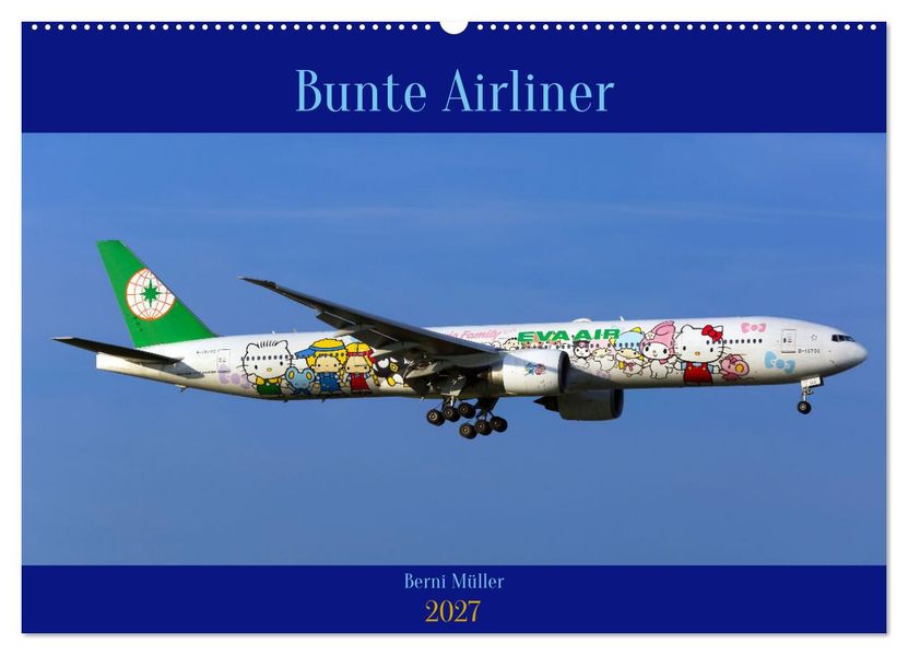 Bunte Airliner (Wandkalender 2027 DIN A2 quer) CALVENDO Monatskalender