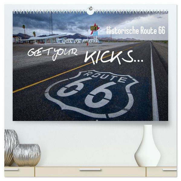 Route 66 (hochwertiger Premium Wandkalender 2027 DIN A2 quer) Kunstdruck in Hochglanz