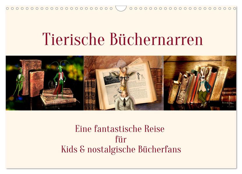 Tierische Büchernarren (Wandkalender 2027 DIN A3 quer) CALVENDO Monatskalender