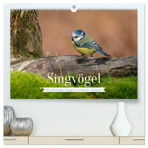 SINGVÖGEL - Die prächtigen Sänger in schönem Ambiente (hochwertiger Premium Wandkalender 2027 DIN A2 quer) Kunstdruck in Hochglanz