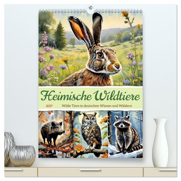 Heimische Wildtiere 2027 (hochwertiger Premium Wandkalender 2027 DIN A2 hoch) Kunstdruck in Hochglanz