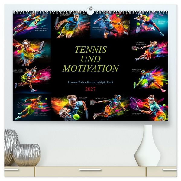 Tennis und Motivation (hochwertiger Premium Wandkalender 2027 DIN A2 quer) Kunstdruck in Hochglanz