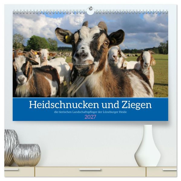 Heidschnucken und Ziegen die tierischen Landschaftspfleger der Lüneburger Heide (hochwertiger Premium Wandkalender 2027 DIN A2 quer) Kunstdruck in Hochglanz