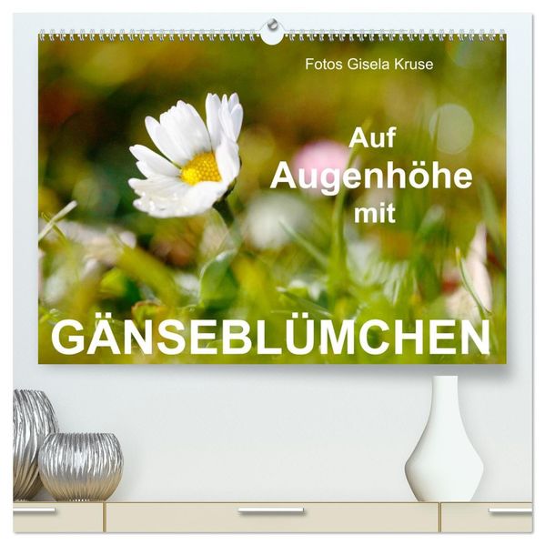 Auf Augenhöhe mit Gänseblümchen (hochwertiger Premium Wandkalender 2027 DIN A2 quer) Kunstdruck in Hochglanz