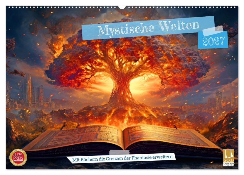 Mystische Welten - Mit Büchern die Grenzen der Phantasie erweitern (Wandkalender 2027 DIN A2 quer) CALVENDO Monatskalender