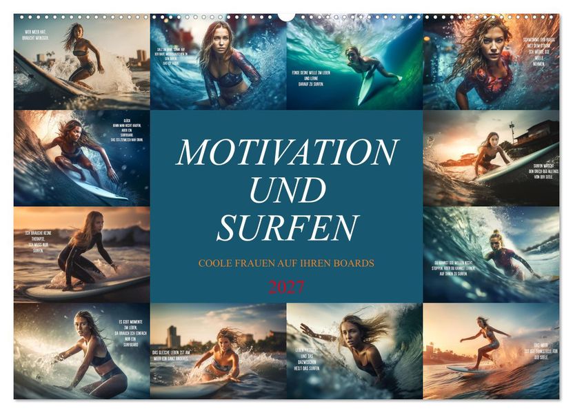 Motivation und Surfen (Wandkalender 2027 DIN A2 quer) CALVENDO Monatskalender