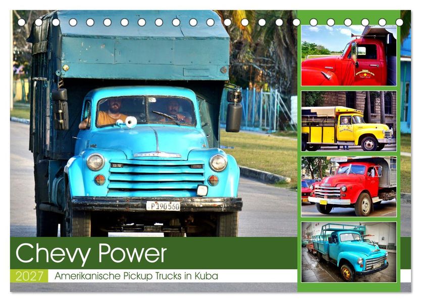 CHEVY POWER - Amerikanische Pickup Trucks in Kuba (Tischkalender 2027 DIN A5 quer) CALVENDO Monatskalender