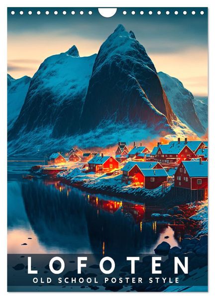Lofoten - Old School Poster Style (Wandkalender 2027 DIN A4 hoch) CALVENDO Monatskalender