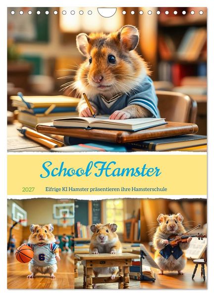 School Hamster - Eifrige KI Hamster präsentieren ihre Hamsterschule (Wandkalender 2027 DIN A4 hoch) CALVENDO Monatskalender