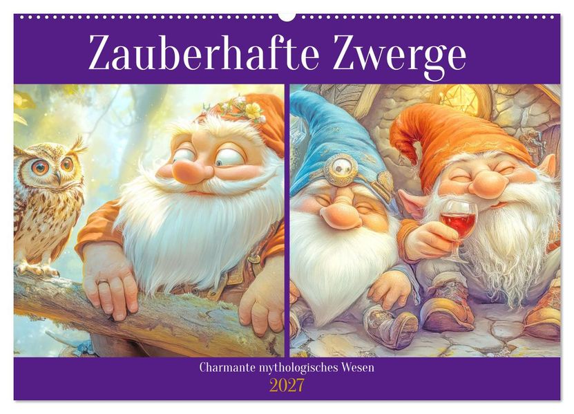 Zauberhafte Zwerge - Charmante mythologisches Wesen (Wandkalender 2027 DIN A2 quer) CALVENDO Monatskalender