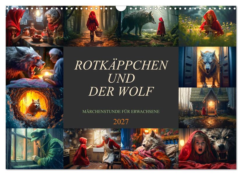 Rotkäppchen und der Wolf (Wandkalender 2027 DIN A3 quer) CALVENDO Monatskalender