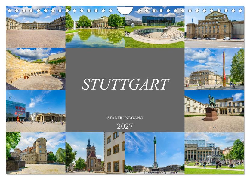Stuttgart Stadtrundgang (Wandkalender 2027 DIN A4 quer) CALVENDO Monatskalender