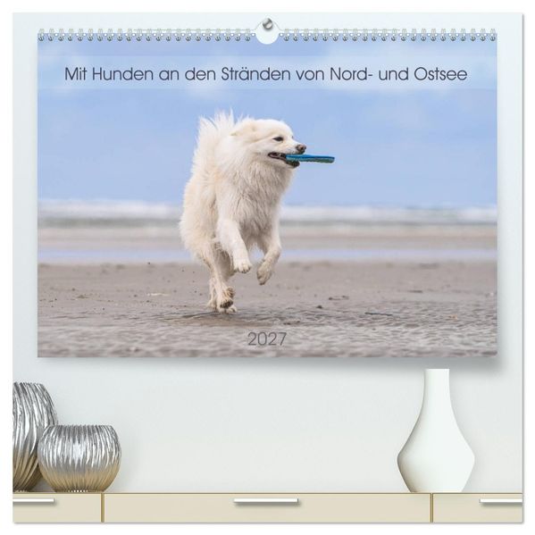 Mit Hunden an den Stränden von Nord- und Ostsee (hochwertiger Premium Wandkalender 2027 DIN A2 quer) Kunstdruck in Hochglanz