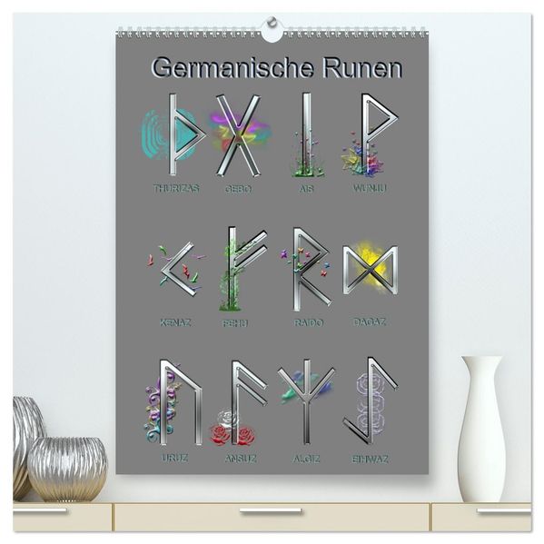 Germanische Runen (hochwertiger Premium Wandkalender 2027 DIN A2 hoch) Kunstdruck in Hochglanz