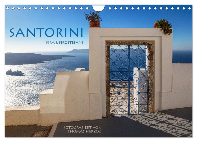 Santorini Fira & Firostefani (Wandkalender 2027 DIN A4 quer) CALVENDO Monatskalender